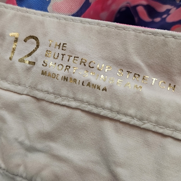 Lilly Pulitzer Buttercup Stretch Scallop Hem Shorts Size 12 Pink Blue Floral - Picture 6 of 6